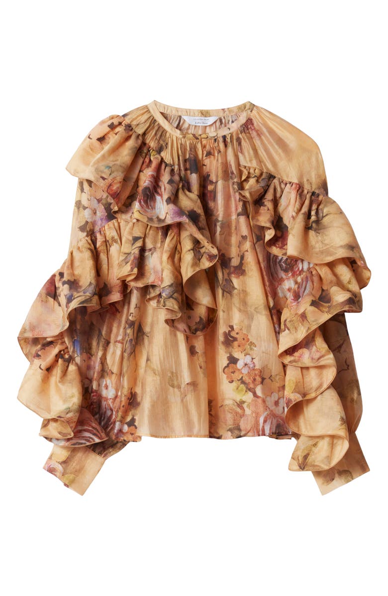 & Other Stories Floral Asymmetric Ruffle Top, Alternate, color, 