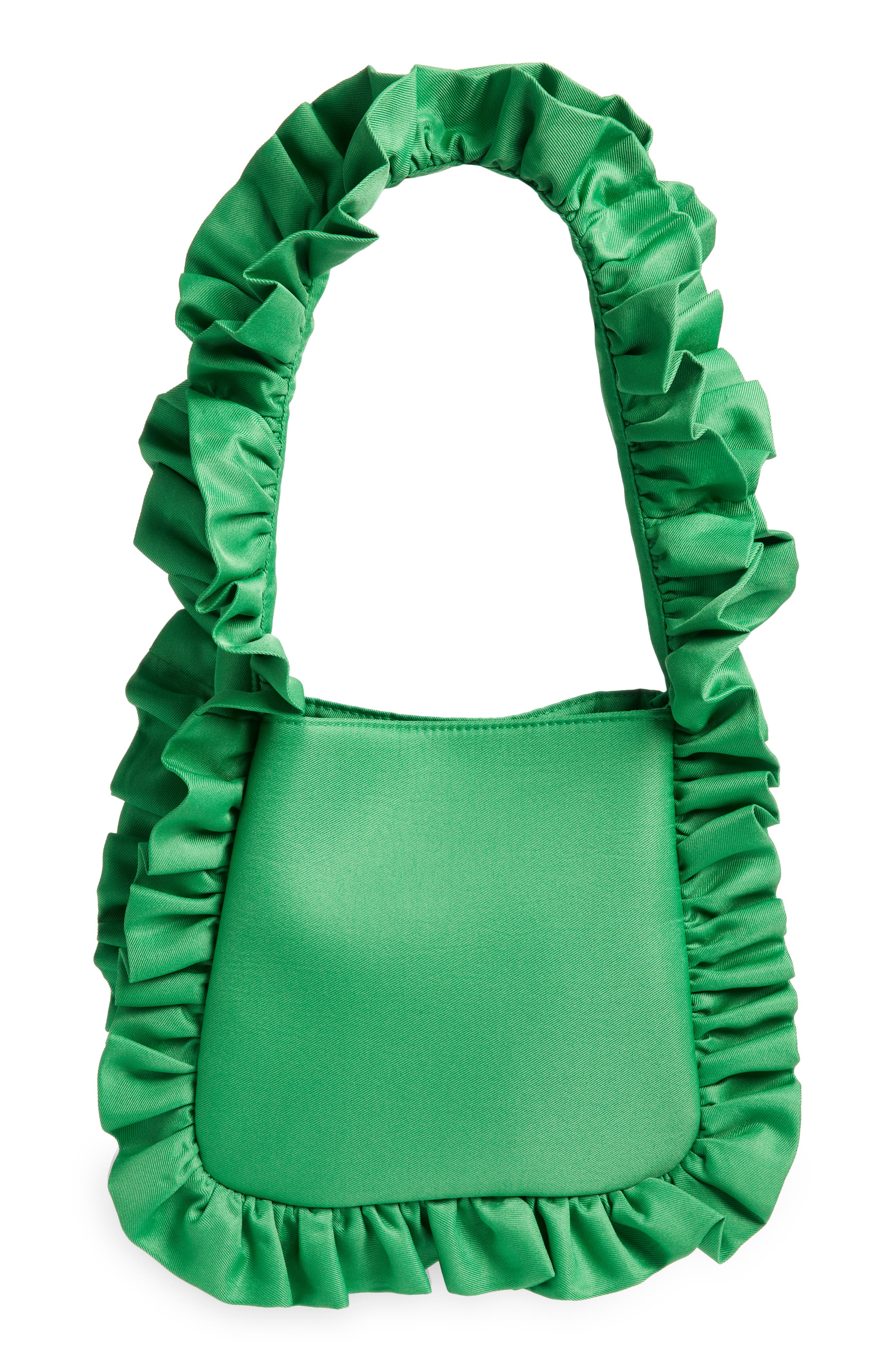 Baggy London Original Ruffle Twill Tote, Main, color, Jade Green