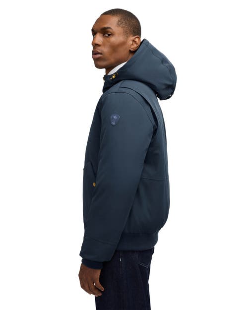 Pajar Pine Bomber With Fixed Hood And Detachable Fur Trim In Blue