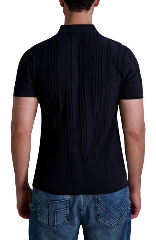 Karl Lagerfeld Paris Rib Zip Polo In Black