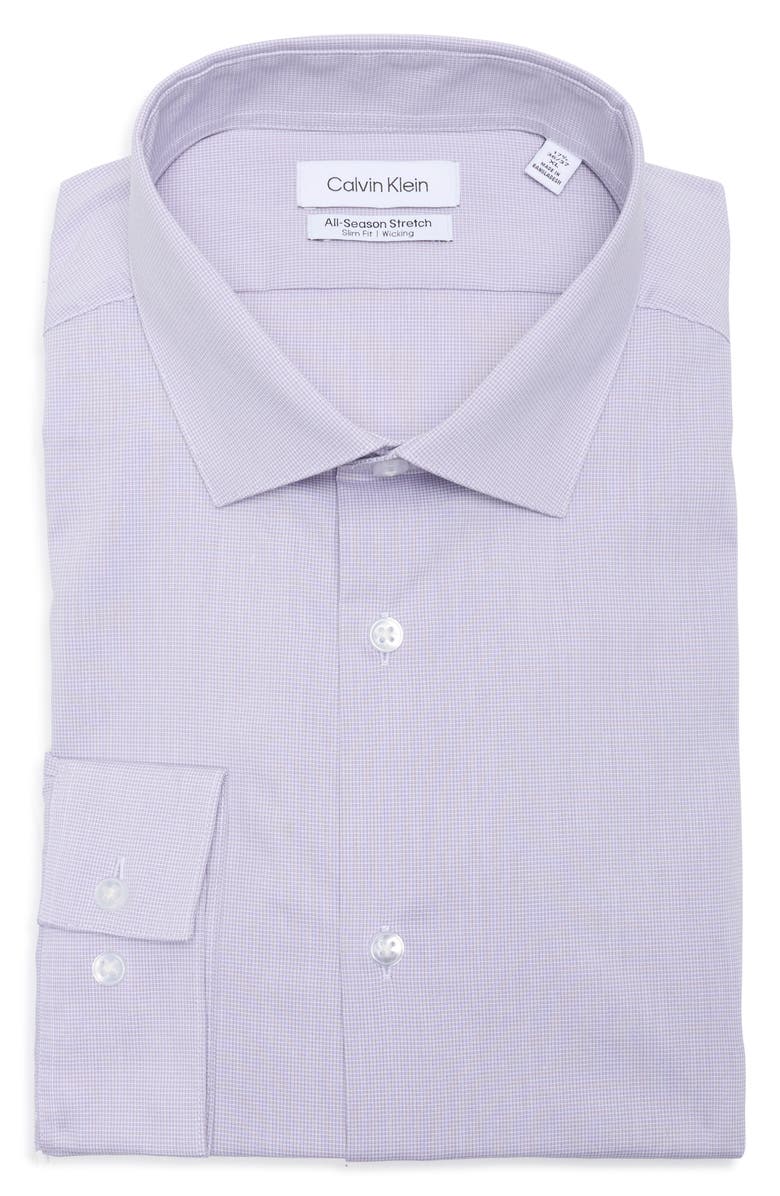 Calvin Klein Slim Fit All-Season Stretch Dress Shirt, Main, color, Lilac