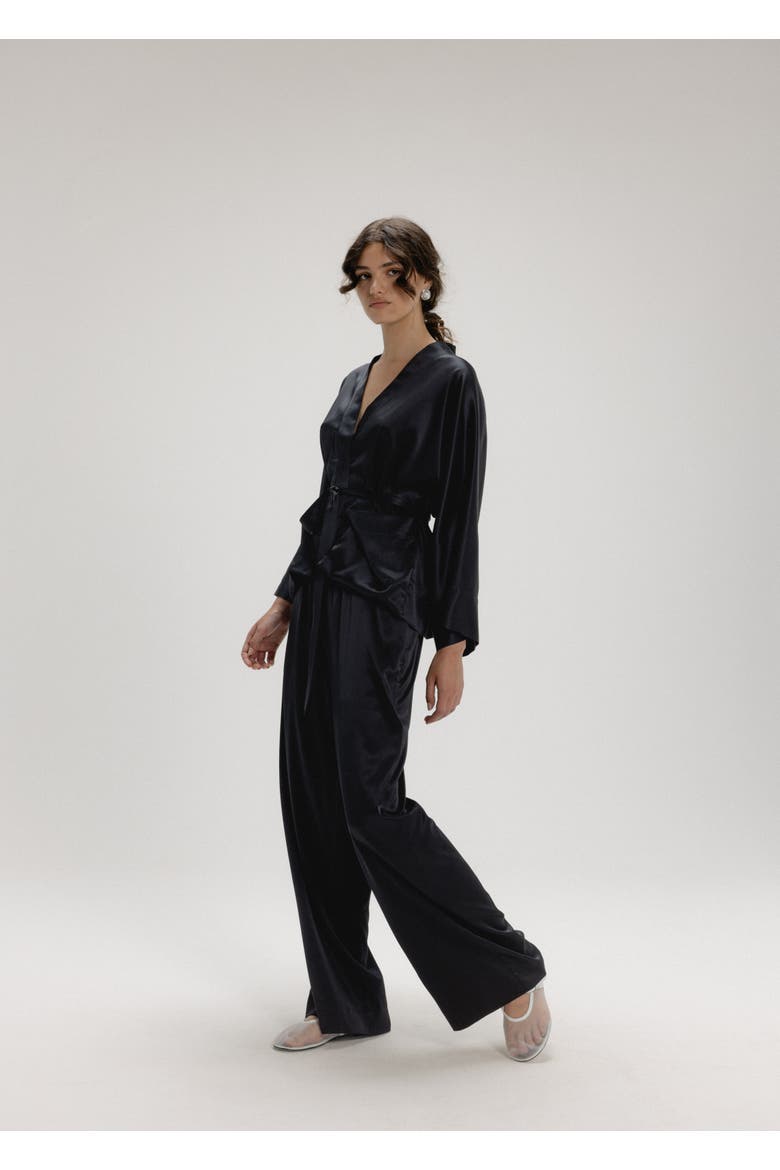 Silk Long Sleeve Jacket, Alternate, color, Black