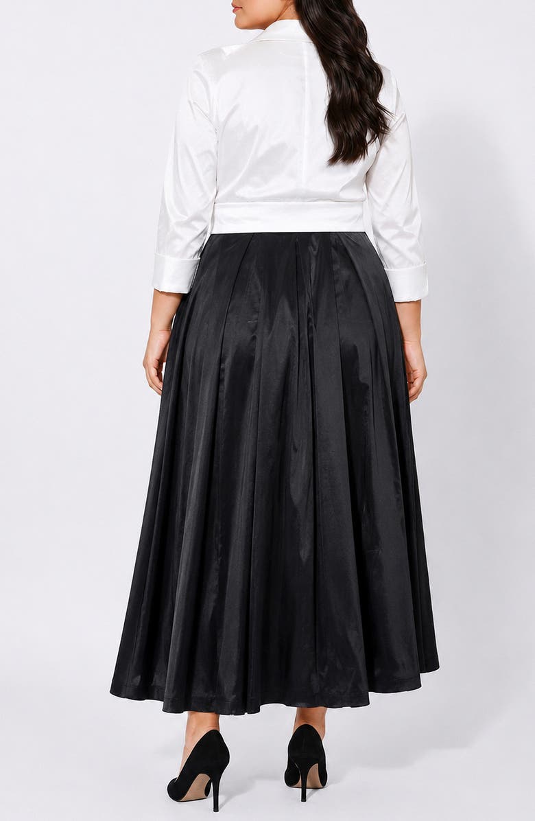 Oleg Cassini Stretch Taffeta Collar Midi Dress, Alternate, color, 