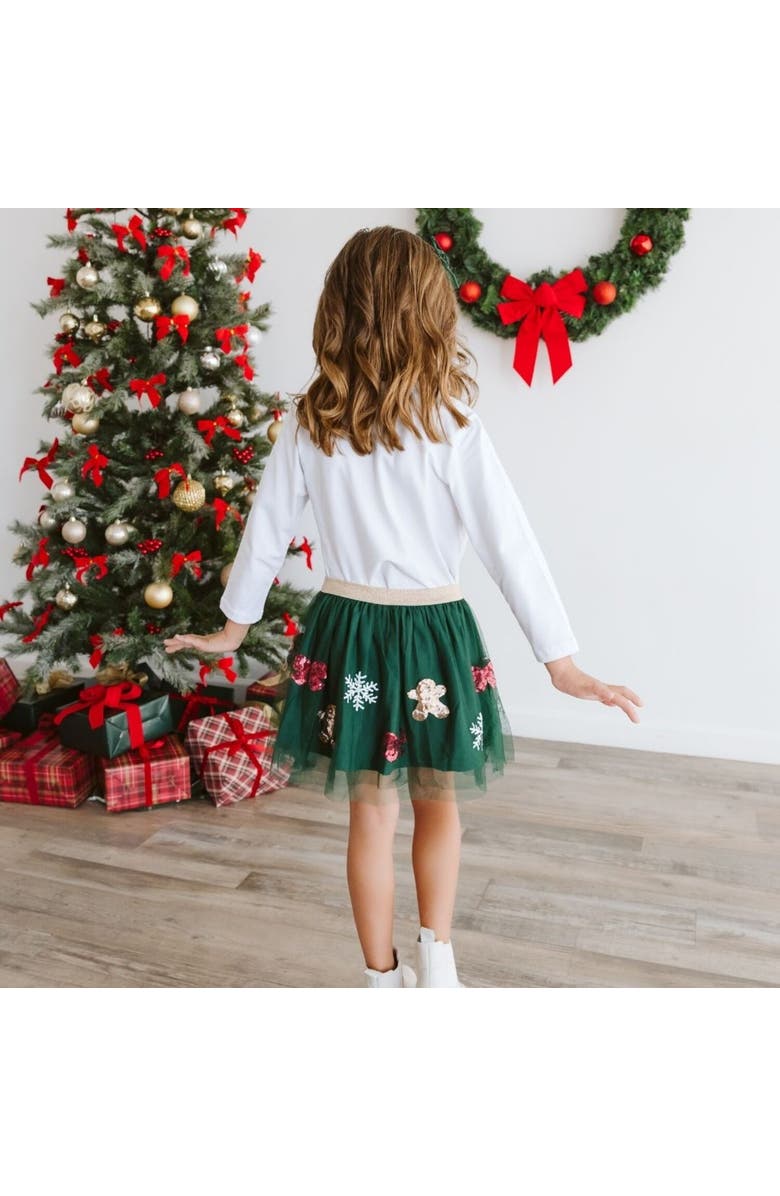 Sweet Wink Gingerbread Joy Sequin Christmas Tutu, Alternate, color, Forest Green