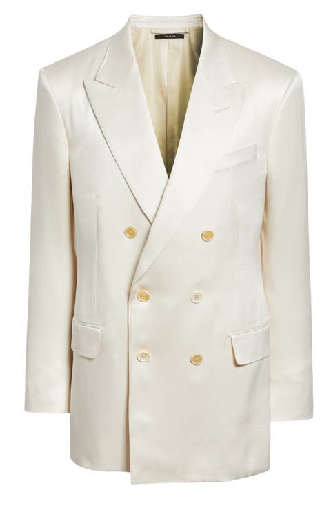 Double Breasted Silk Peached Gabardine Jacket