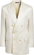 TOM FORD Double Breasted Silk Peached Gabardine Jacket
