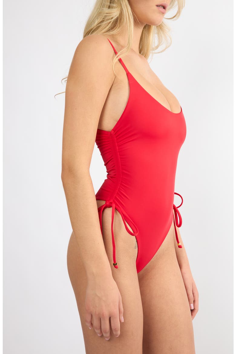 Dreamland Ruched One-Piece Swimsuit, Alternate, color, RED