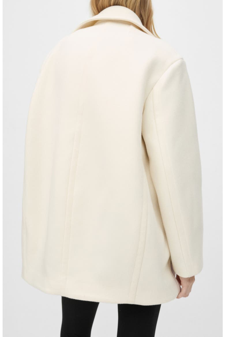 Double Breasted Virgin Wool Blend Coat, Alternate, color, ECRU