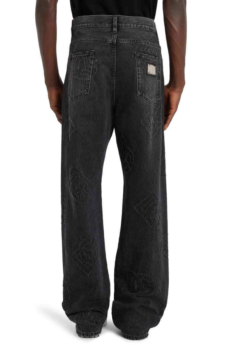 Dolce&Gabbana Baggy Fit Laser Etched DG Logo Jeans, Alternate, color,