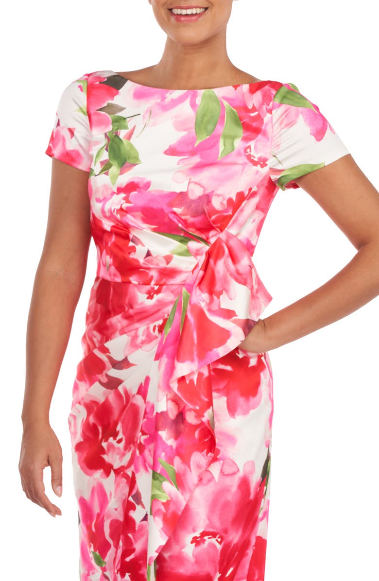 Kay Unger Franca Floral Column Gown, Alternate, color,