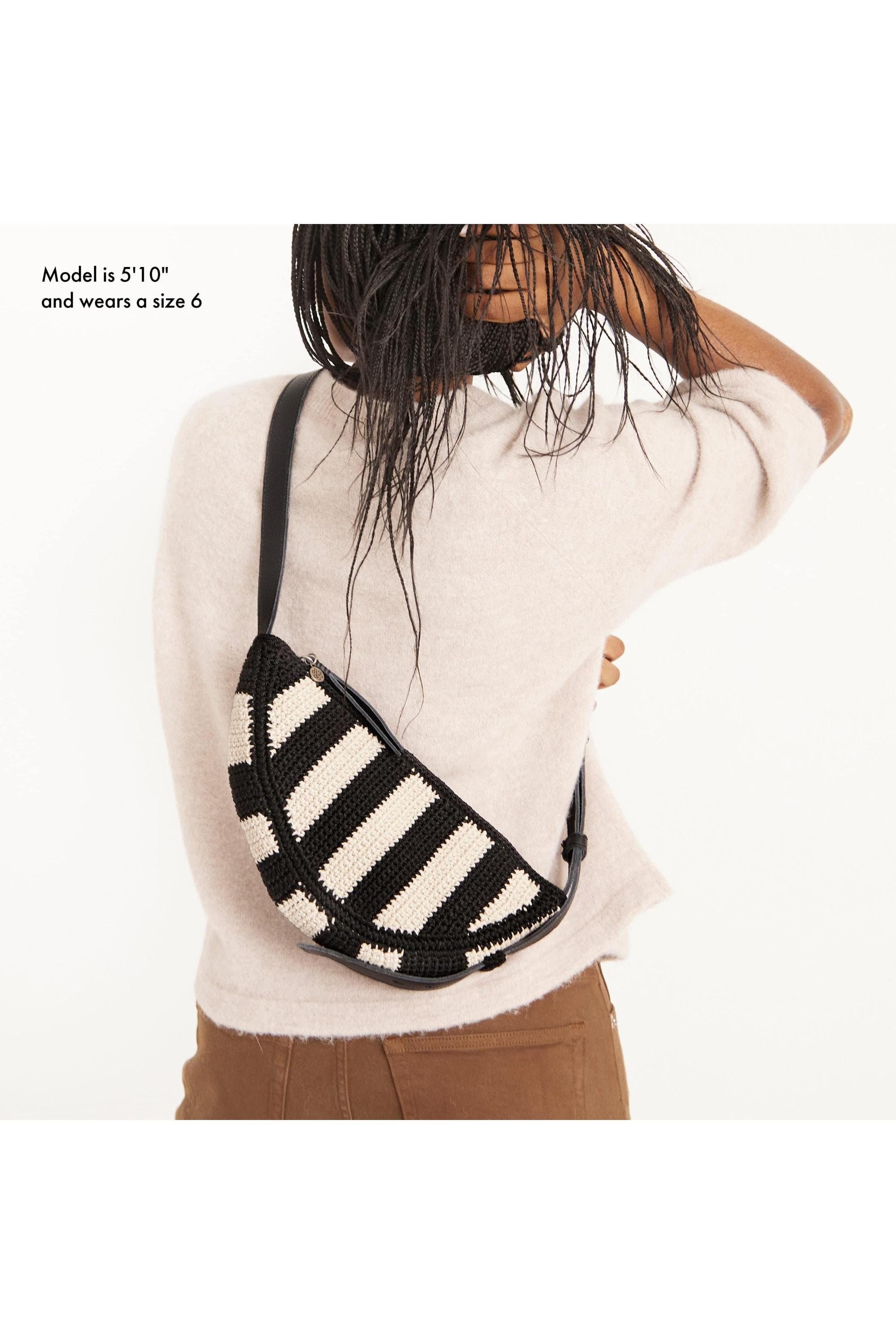 The Sak Tess Sling Crochet Bag, Alternate, color, Black Stripe