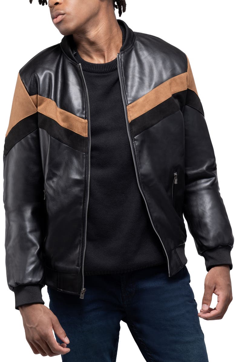 XRAY Hooded Faux Leather Jacket, Alternate, color, Black/ Brown