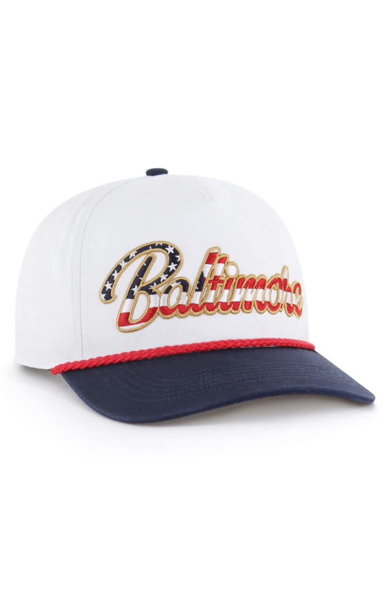 '47 Men's '47 White Baltimore Ravens Patriotic Overhand Hitch Adjustable Hat, Alternate, color, White