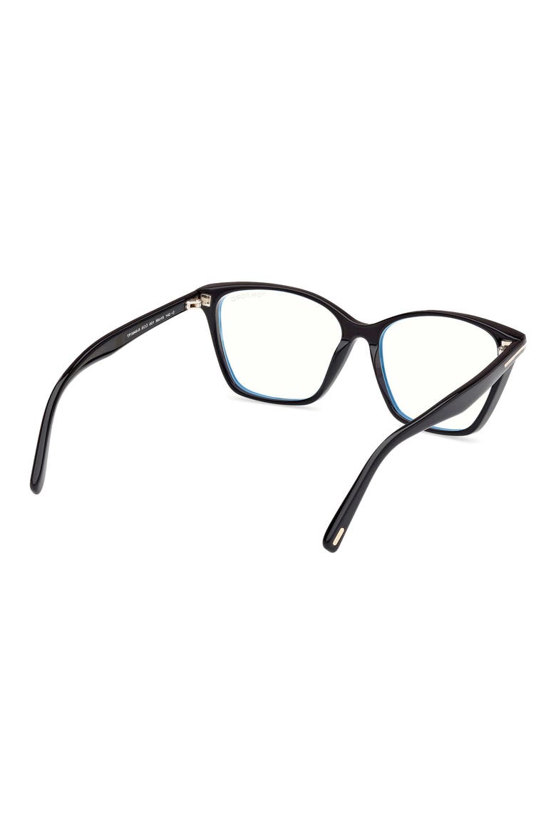 56mm Cat Eye Blue Light Blocking Optical Glasses, Alternate, color, BLACK ECO / T LOGO