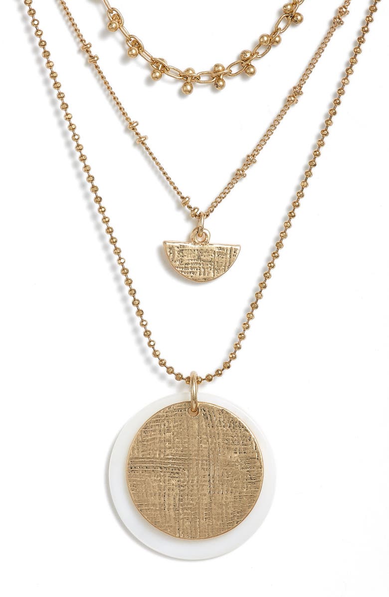 Treasure & Bond Etched Pendant Layered Necklace, Alternate, color,