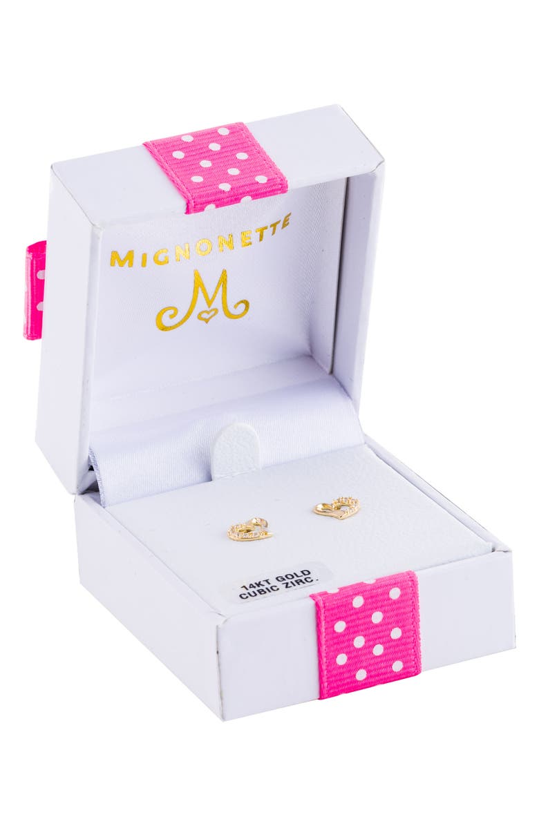 Mignonette 14k Gold Heart Earrings, Alternate, color,