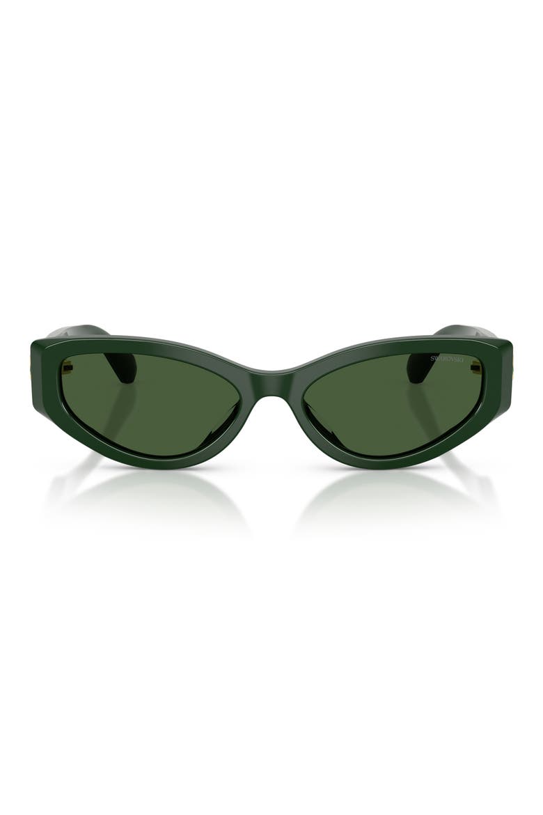 55mm Cat Eye Sunglasses, Main, color, DARK GREEN / DARK GREEN