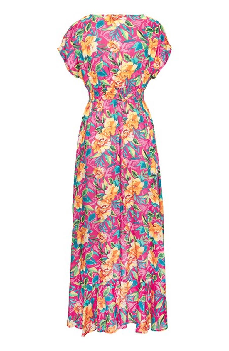 LASCANA Women's Floral Flounce Hem Cover Up, Alternate, color, Pink-Printed