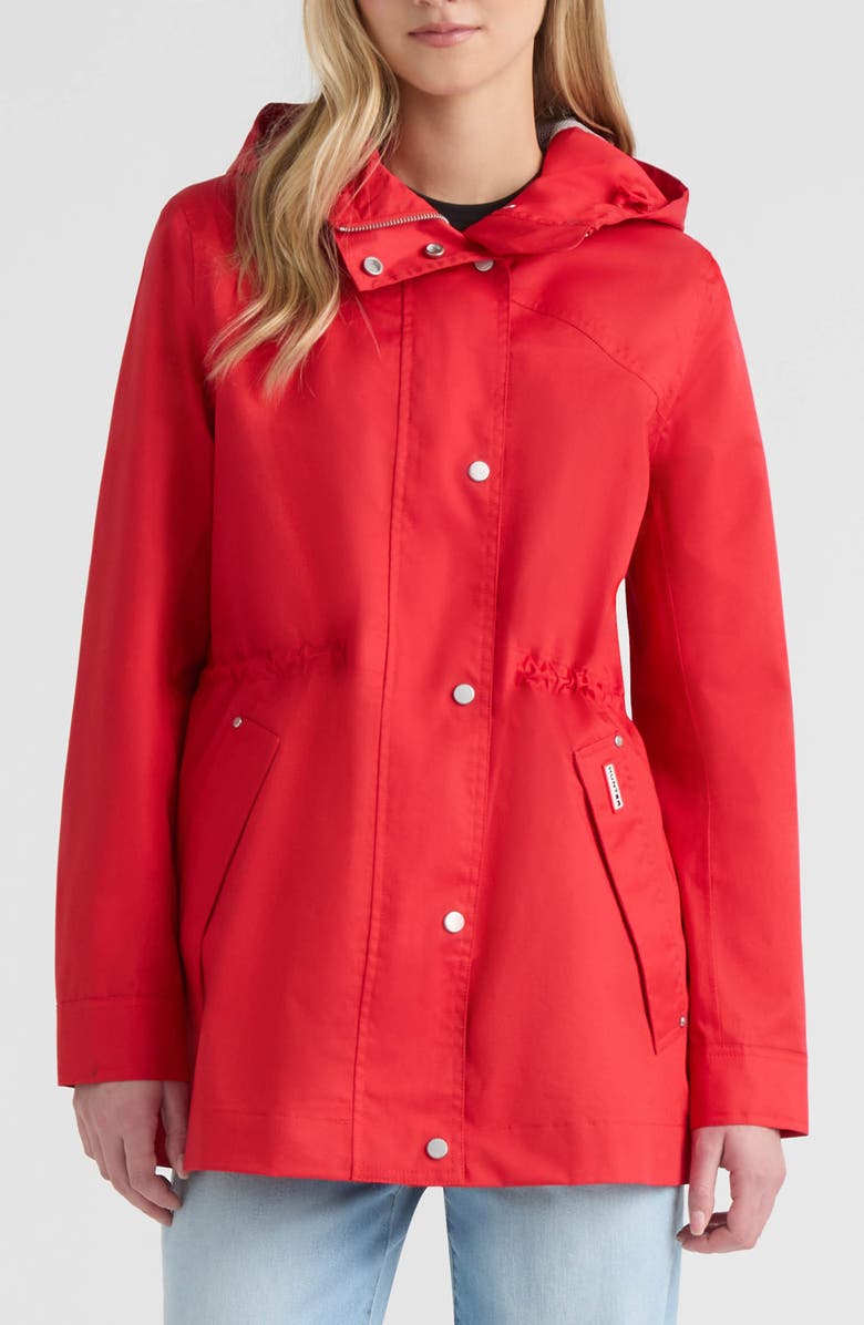 Hunter Adela Hooded Waterproof Jacket, Main, color, Hunter Red