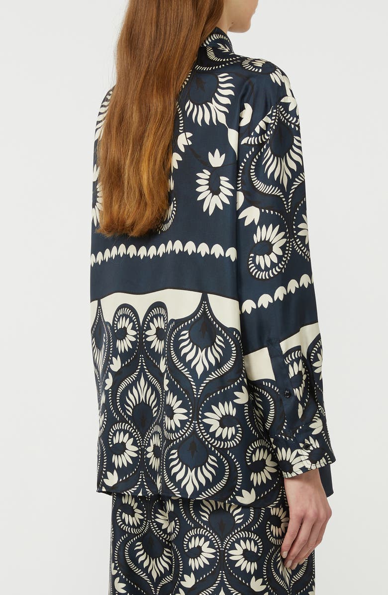 Weekend Max Mara Patchwork Jersey Button-Up Shirt, Alternate, color, Navy