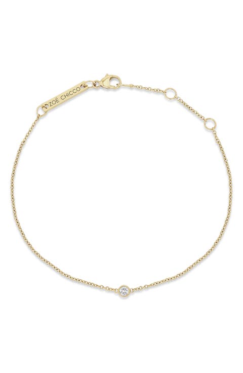 14K Gold Bezel Gemstone Pendant Bracelet