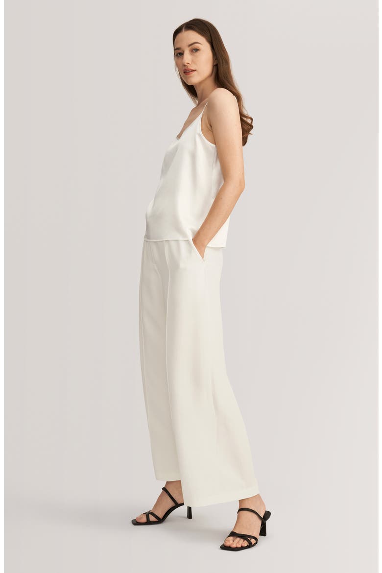 V Neckline Silk Camisole with Spaghetti Straps, Alternate, color, Ivory
