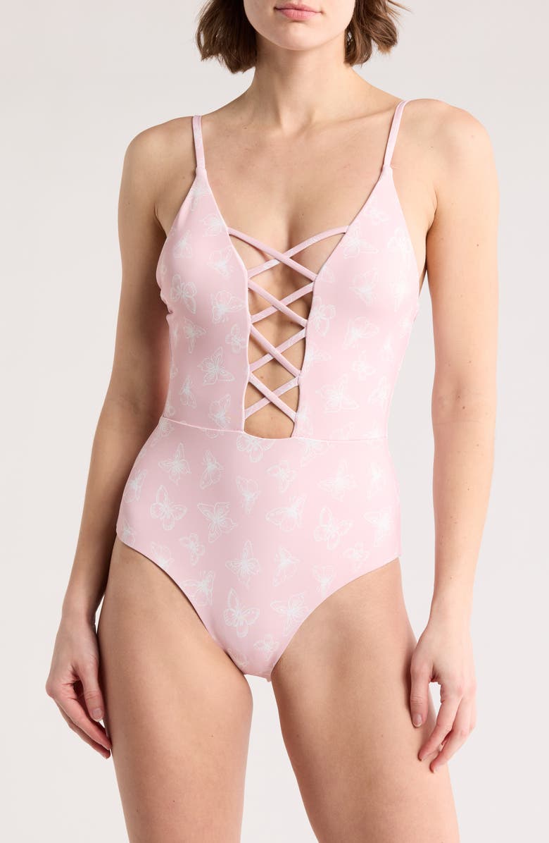 Dippin Daisys Bliss One-Piece Swimsuit, Main, color, Butterfly Kisses
