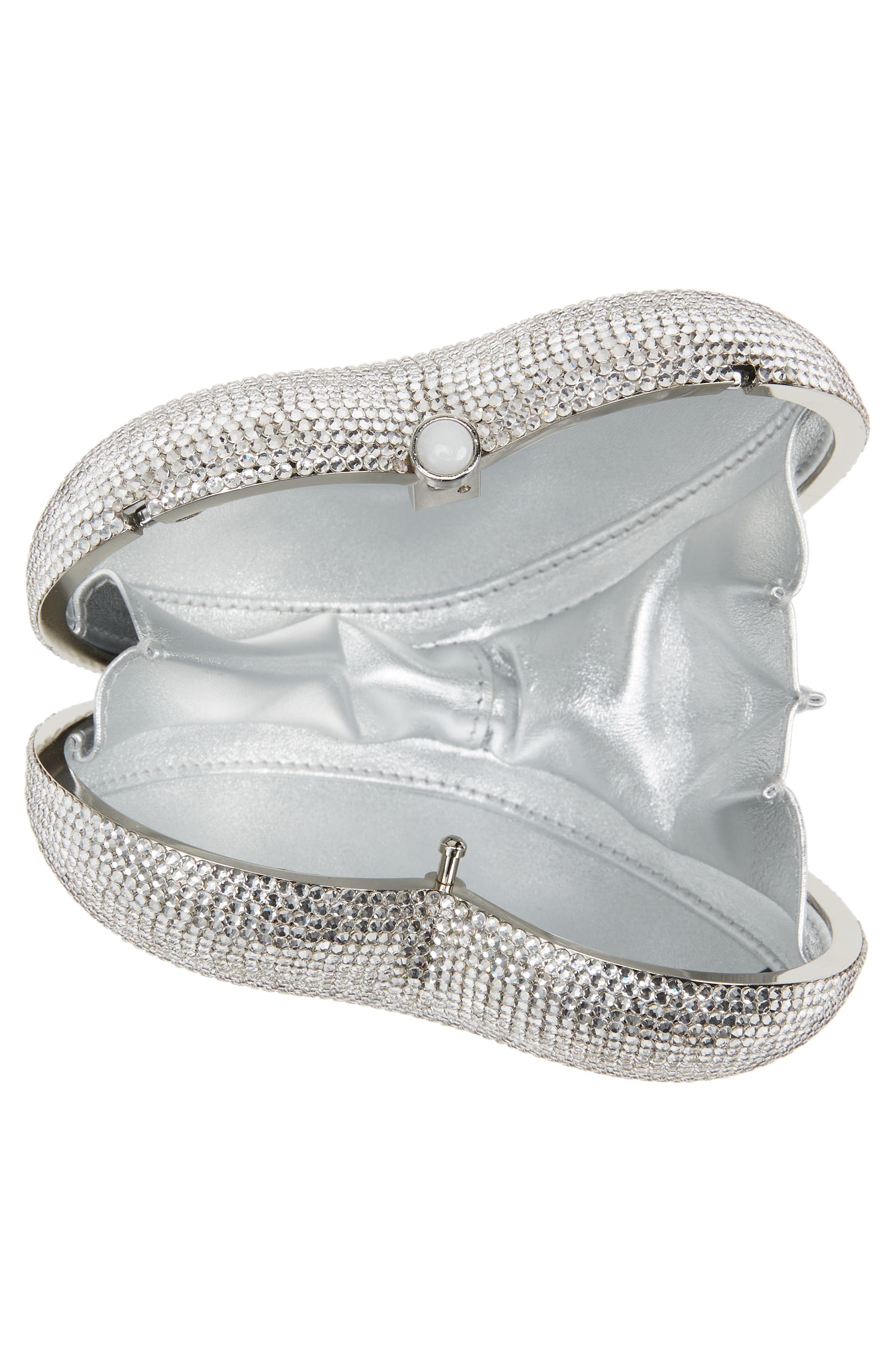 JUDITH LEIBER COUTURE Lamour Petite Coeur Heart Clutch, Alternate, color, Silver Rhine