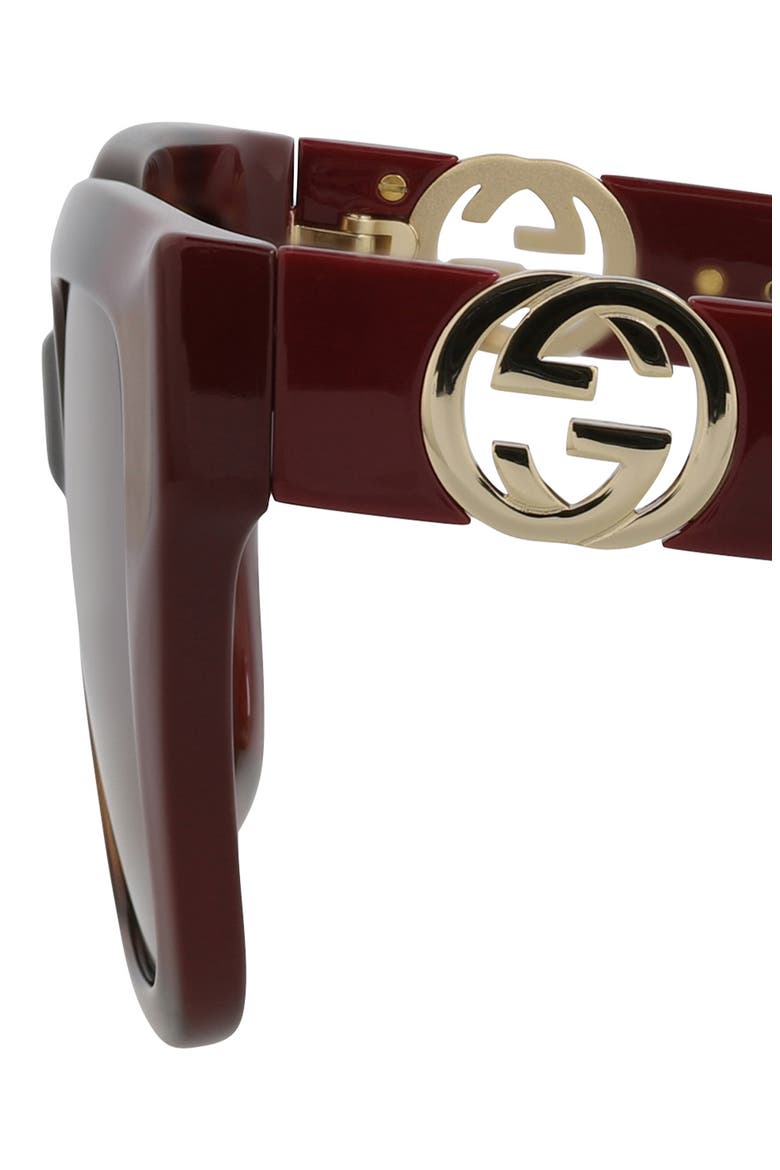 54mm Rectangular Sunglasses, Alternate, color, HAVANA BURGUNDY BROWN