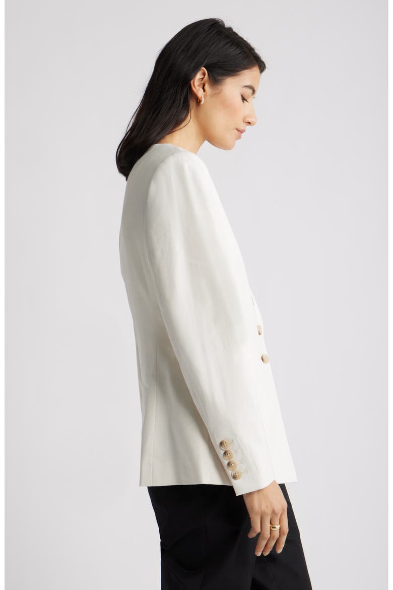Collarless Linen Blend Blazer, Alternate, color, IVORY TOFU