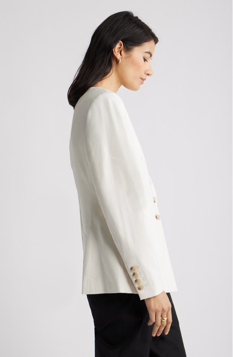 Nordstrom Collarless Linen Blend Blazer, Alternate, color, Ivory Tofu