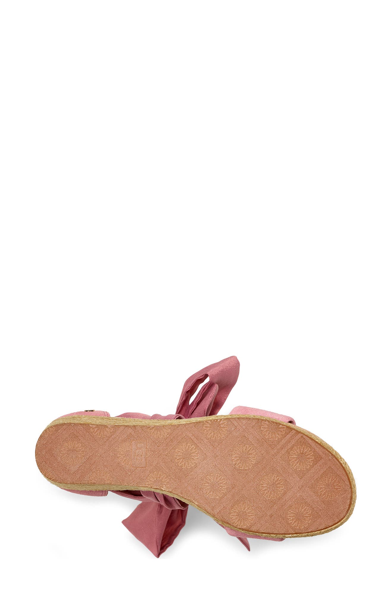 Trina Ribbon Tie Wedge Sandal, Alternate, color, PINK DAWN SUEDE