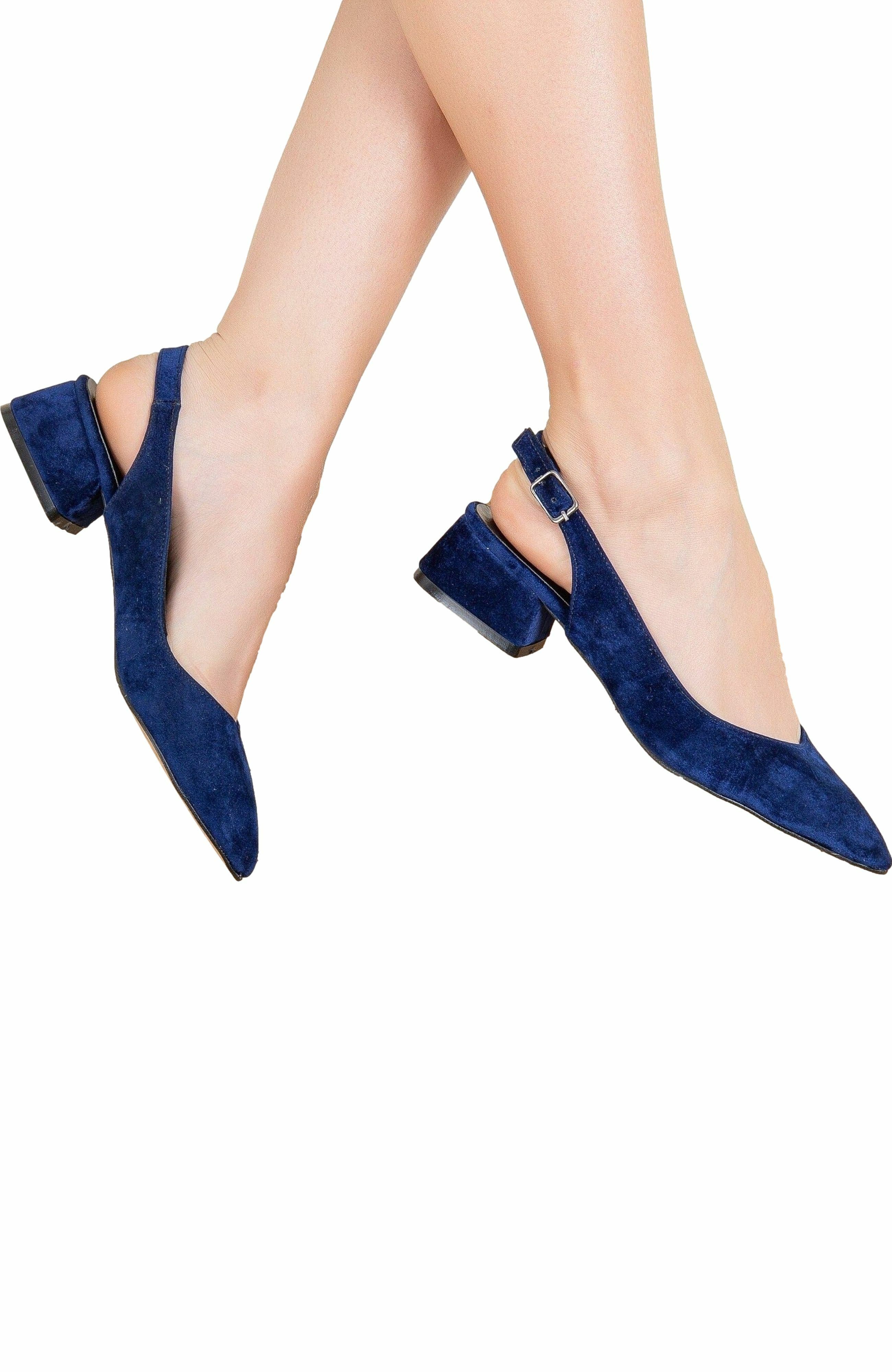 Forever & Always Shoes Emma Slingback Flat Heels, Alternate, color, Navy Blue