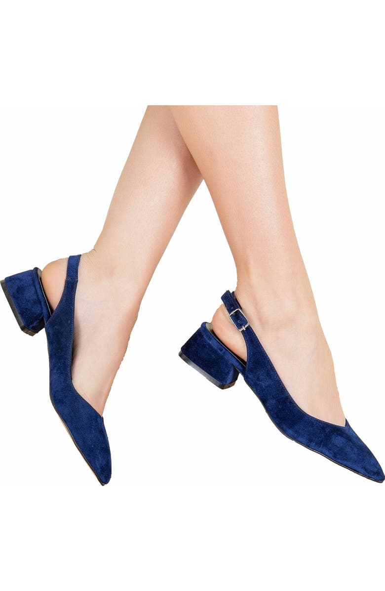 Forever & Always Shoes Emma Slingback Flat Heels, Alternate, color, Navy Blue