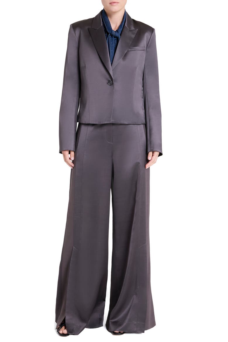 Sawyer Boxy Crop Satin Blazer, Alternate, color, CHOCOLATE TORTE