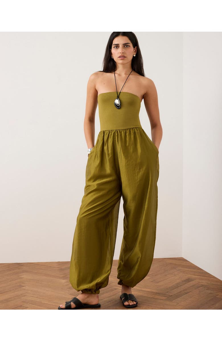 MINT VELVET Bandeau Balloon Jumpsuit, Alternate, color, Green
