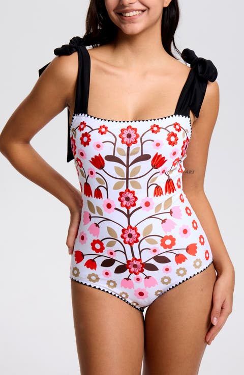 Floral Symphony Embroidered Swimsuit