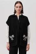 Exquise Stone Pocket Detail Collar Knit Vest