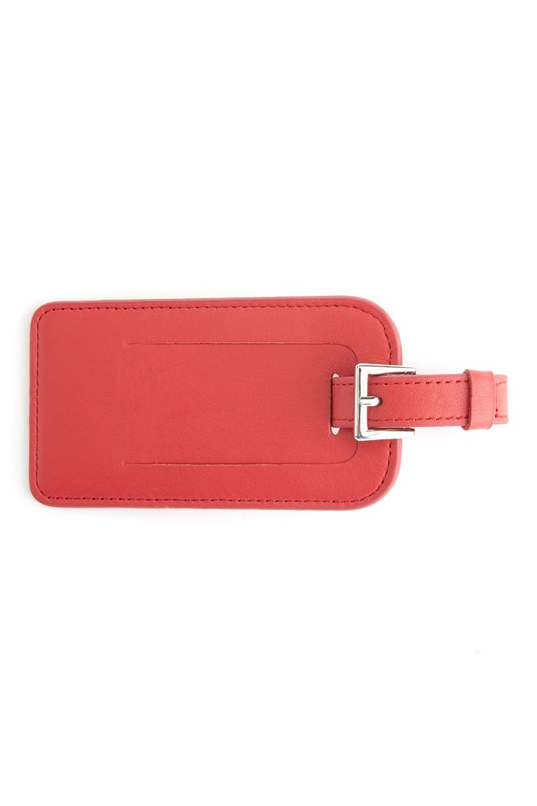 Leather Luggage Tag, Main, color, RED