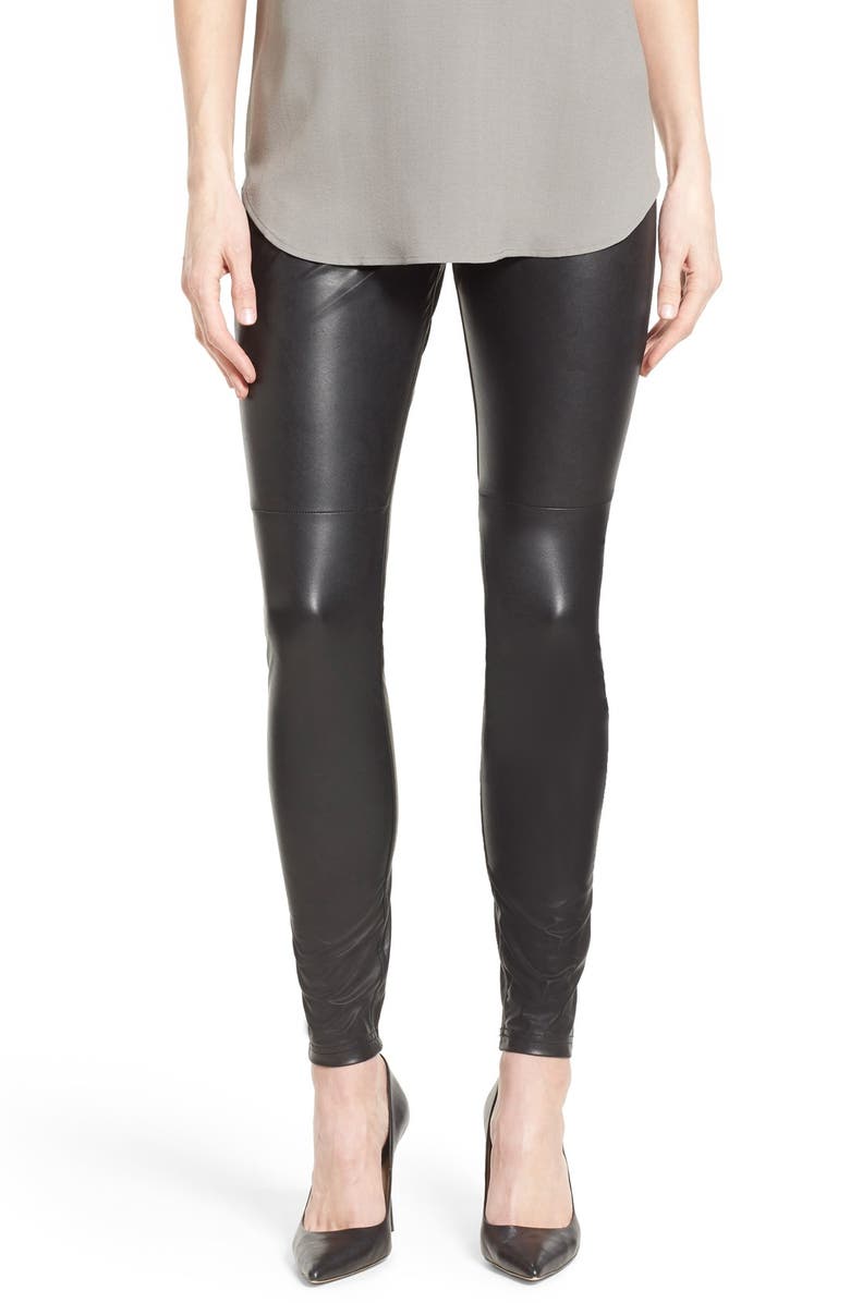 Hue 'Leatherette Skimmer' Faux Leather Leggings, Alternate, color,