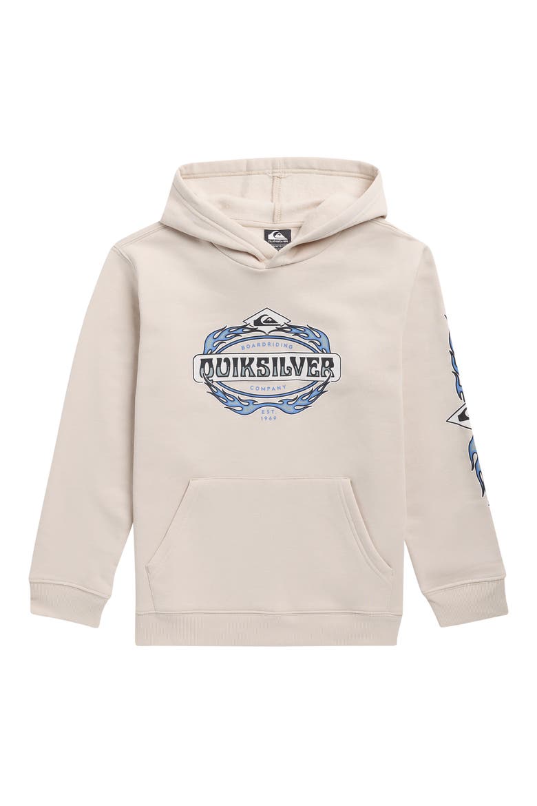 Kids' Flames Cotton Blend Graphic Hoodie, Main, color, PEYOTE