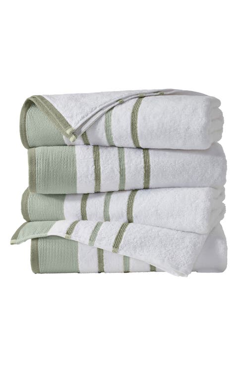 Cotton Textured Stripe 4-Pack Hand Towel Set