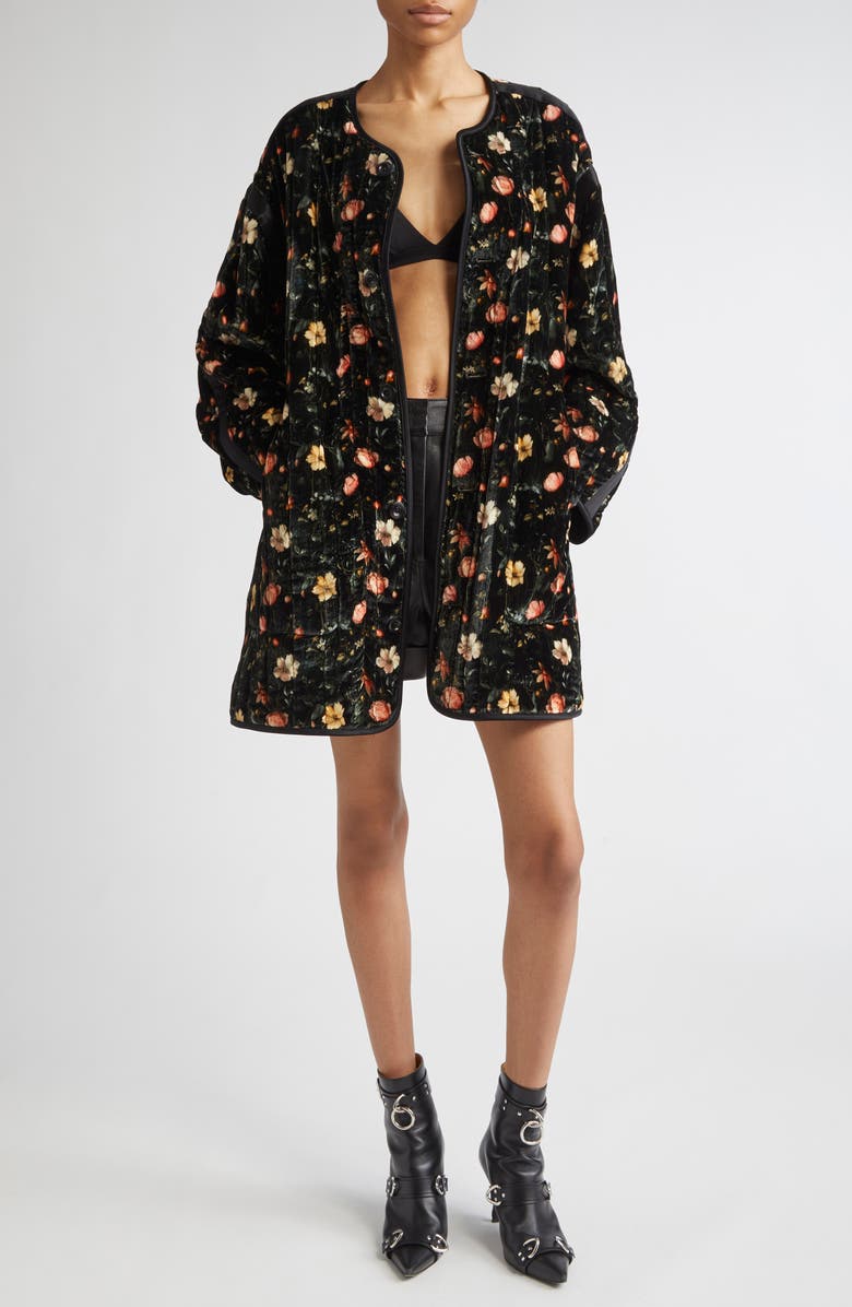 R13 Reversible Padded Taped Liner Coat, Alternate, color, Multifloral Black