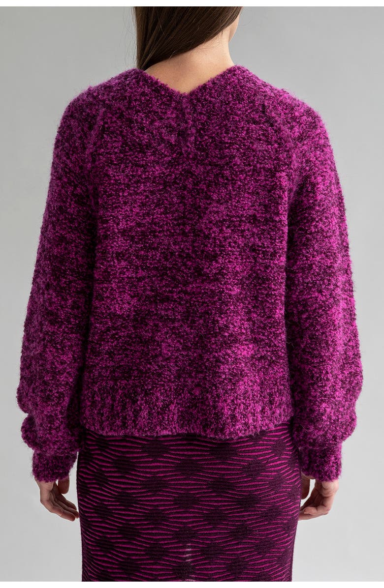 SSKEIN V Neck Boucle Pullover, Alternate, color, Fuschia Aubergine
