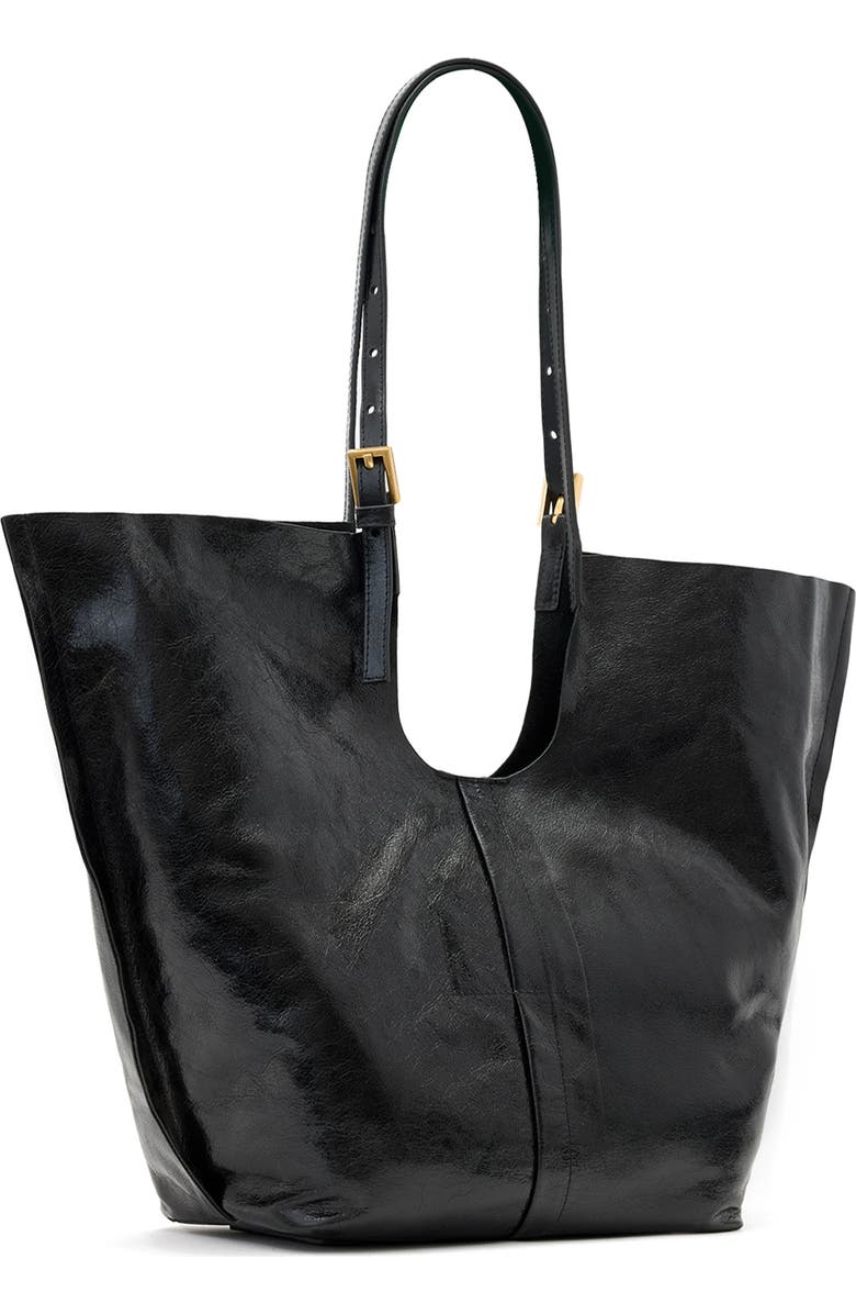 AllSaints Ara Shine Tote Bag, Alternate, color, Glazed Black