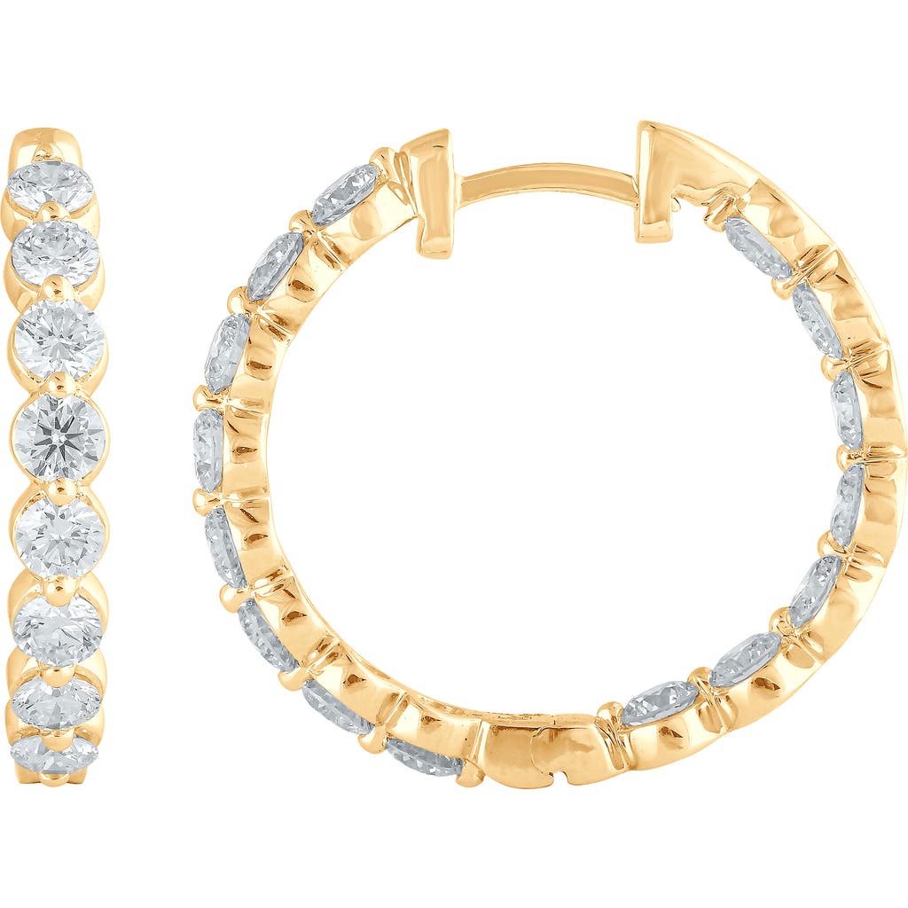 Badgley Mischka Collection 14k Gold Round Cut Lab-created Diamond Hoop Earrings In 2.5 Ctw Yellow Gold