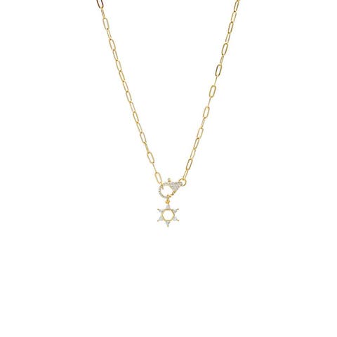CZ Star of David Clasp Charm Necklace