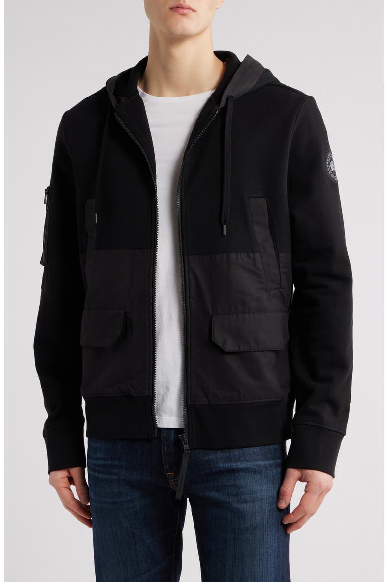 Ferris Organic Cotton Zip Hoodie, Main, color, BLACK