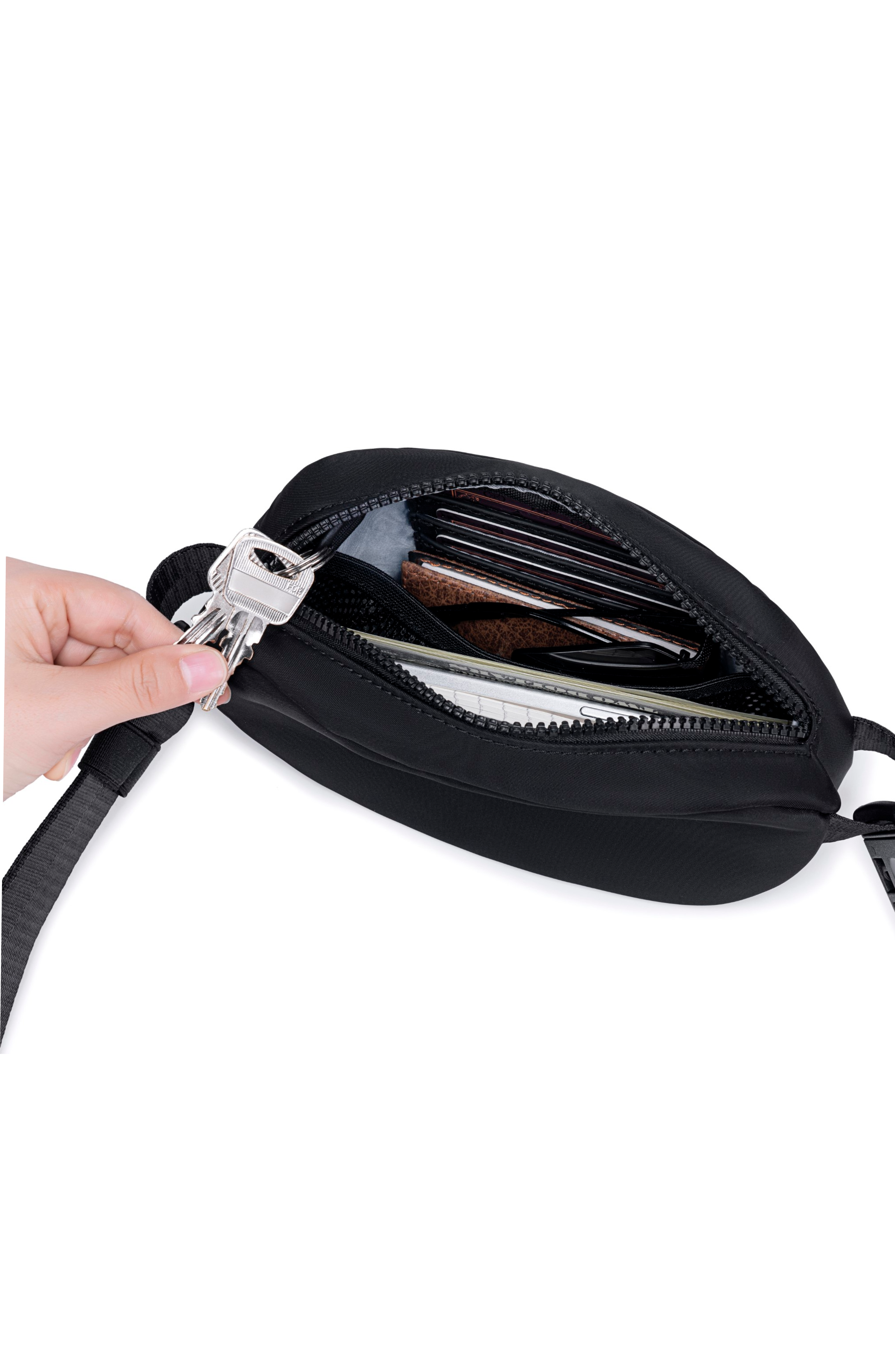 Lux and Nyx Origami Sling Bag and Belt Bag For Women, Alternate, color, Black