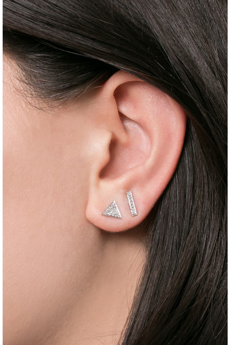 'Emily Sarah' Diamond Pavé Triangle Stud Earrings (Nordstrom Exclusive), Alternate, color, WHITE GOLD